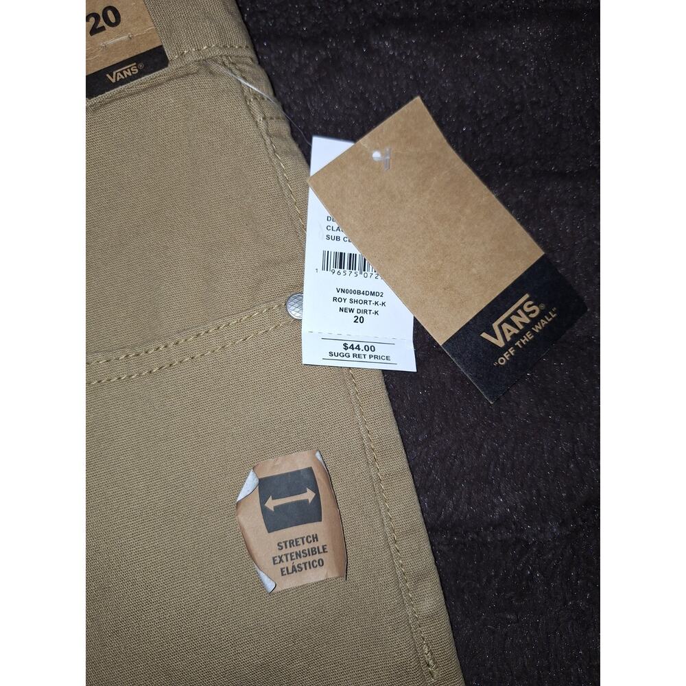 VANS brown Chino Shorts Men's Regular Fit Cotton Blend Flat Front Pockets Logo - Picture 6 of 10